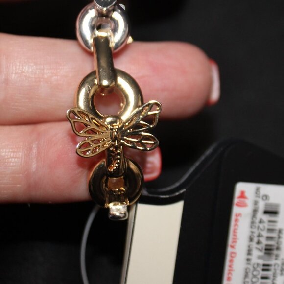 NWT Napier Stretch Gold & Silver Flora and Butterfly Bracelet - Picture 7 of 8